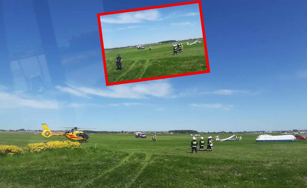 wypadek, spadochron, spadochroniarz Wypadek spadochroniarza. Wiatr zniósł go na słup