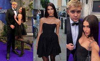 Mroczna Roksana Węgiel odsłania nogi na londyńskiej premierze "Wednesday". Towarzyszył jej odchudzony Kevin Mglej