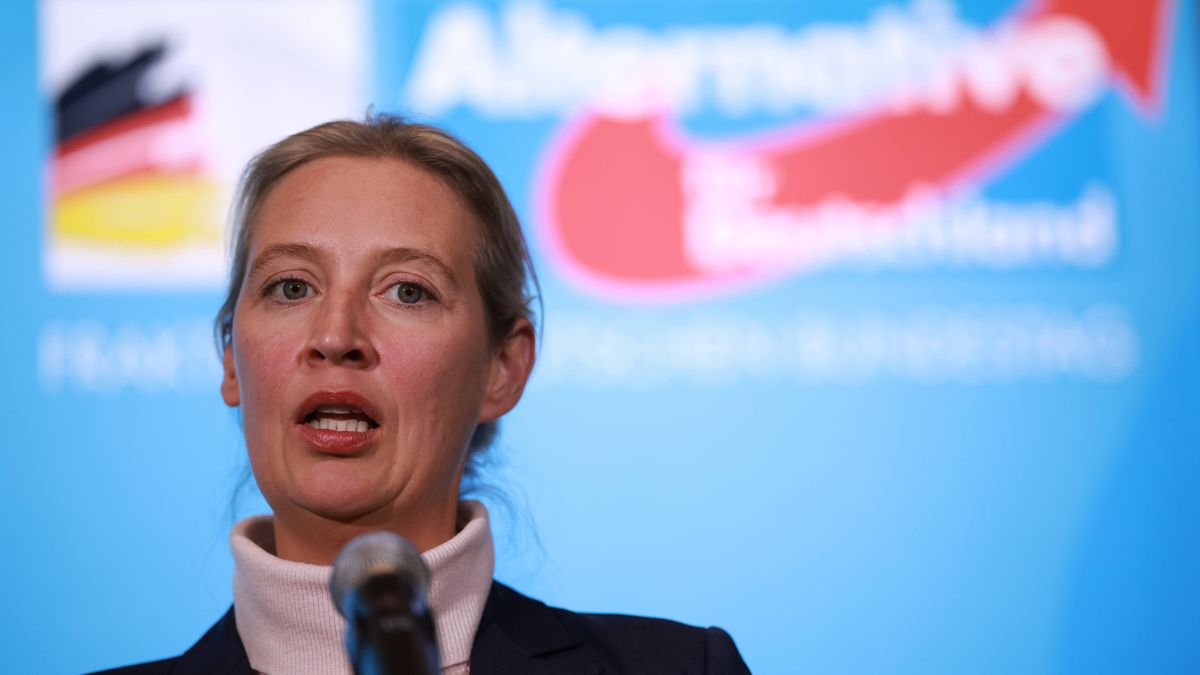 Parliamentary group meeting at the German Bundestag
epa11985813 Alternative for Germany (AfD) party and faction co-chairwoman Alice Weidel speaks during a press statement after a parliamentary group meeting in Berlin, Germany, 24 March 2025.  EPA/CLEMENS BILAN 
Dostawca: PAP/EPA.
CLEMENS BILAN
Meeting