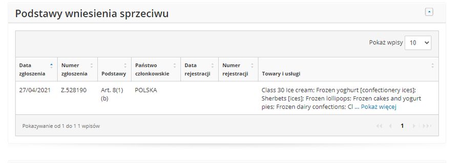 Znak towarowy został zgłoszony miesiąc po starcie sprzedaży "Lodów Ekipa"