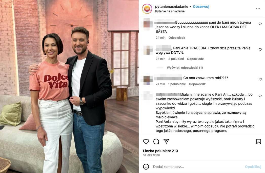 Widzowie krytykują Annę Popek
