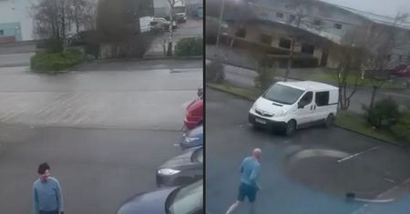 Orkan Eunice zrobił mu psikusa. Krępujące nagranie z Wielkiej Brytanii