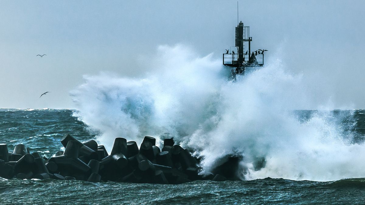 Silny wiatr daje się we znaki nad morzem