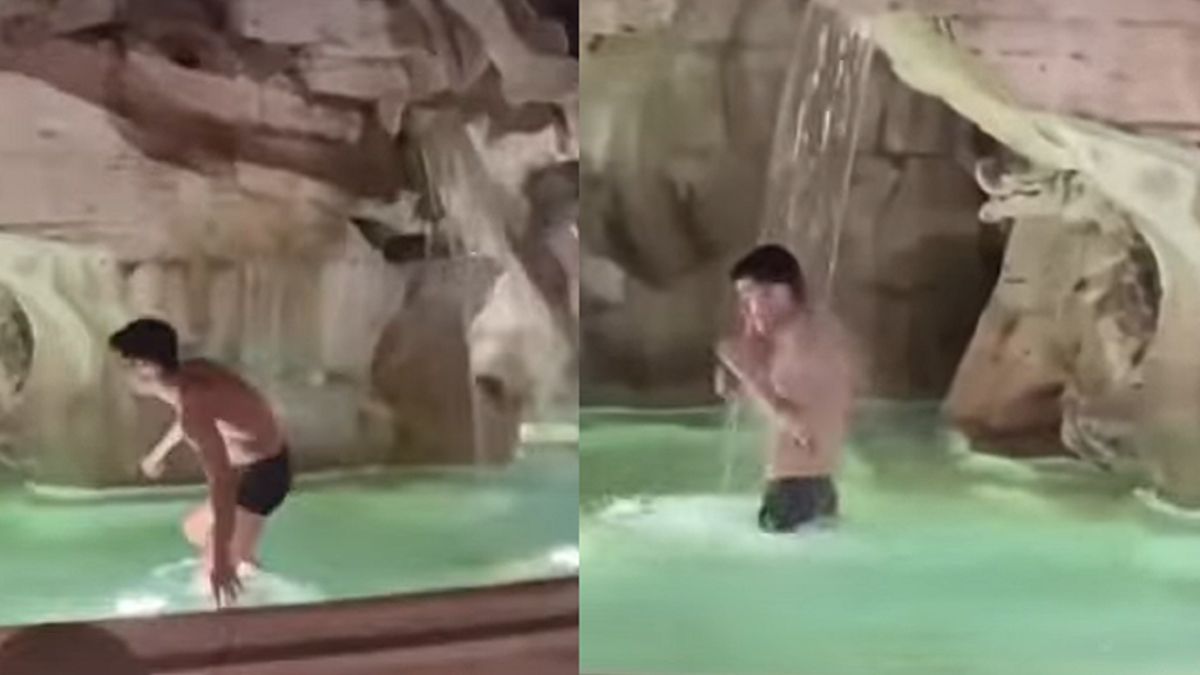 Włoska policja poszukuje mężczyzny, który wykąpał się w fontannie.