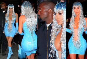 MET Gala Afterparty: Kosmiczna Kim w turkusie z naburmuszonym mężem pozuje paparazzi (ZDJĘCIA)