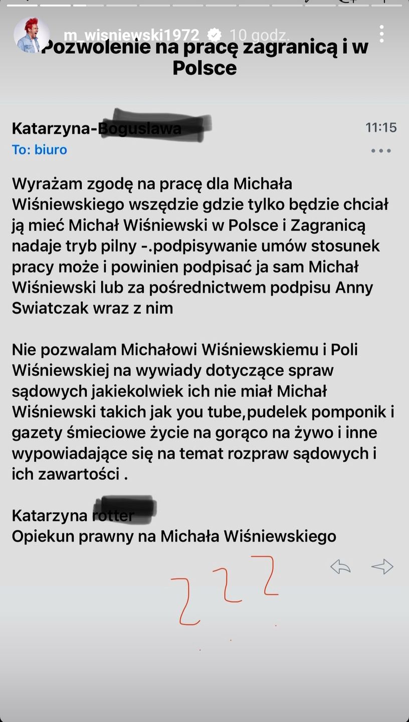 Dziwne maile do Michała Wiśniewskiego