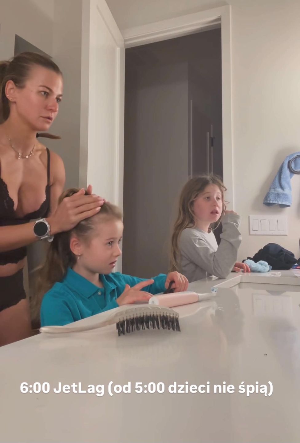 Anna Lewandowska relacjonuje poranek z jet lagiem