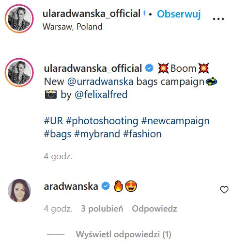 Screen z instagrama Uli Radwańskiej