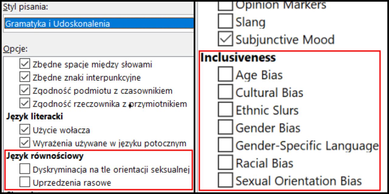 angielska wersja Worda posiada więcej opcji sprawdzania języka pod kątem "równościowym", fot. Jakub Krawczyński