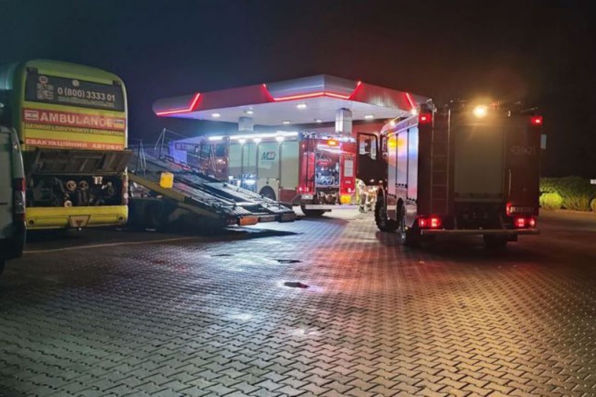 Pożar ukraińskiego autobusu-ambulansu