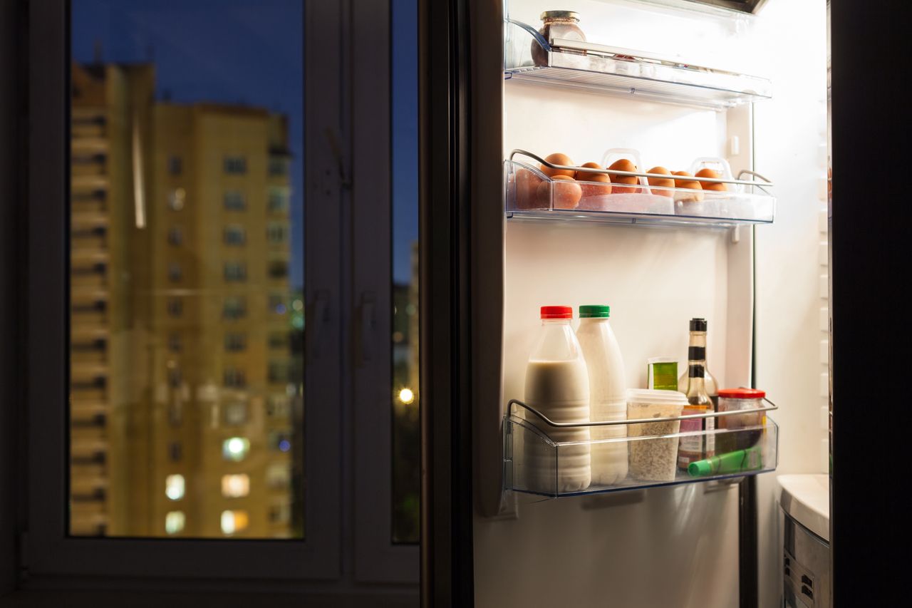 Milk on the fridge door