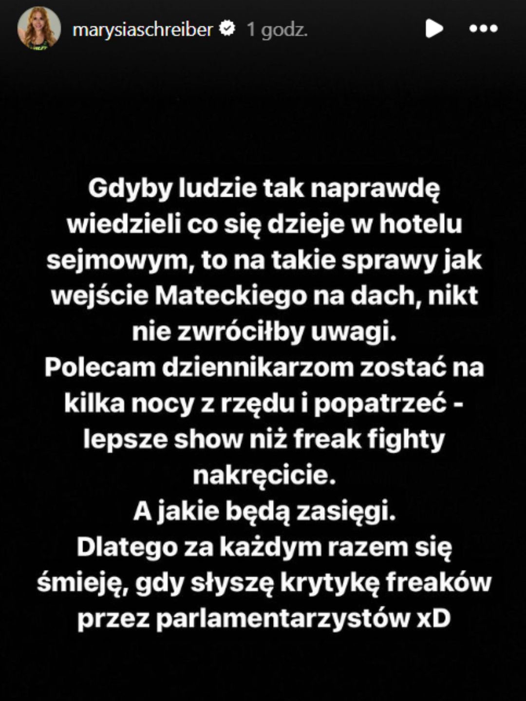 Marianna Schreiber zabrała glos ws. Mateckiego 
