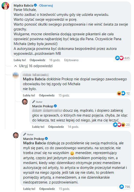 Marcin Prokop odpowiada na komentarze pod swoim oświadczeniem