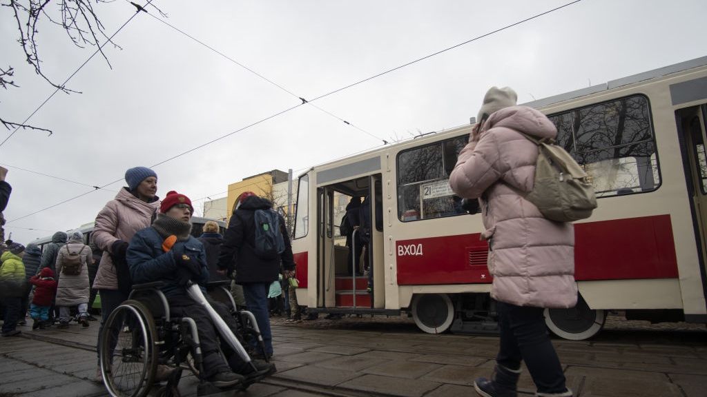 "Tram parade" in MoscowMOSCOW, RUSSIA - APRIL 16: People gather to watch "tram parade" with participation of the first tram of the city and the trams that developed with technology in the process in Moscow, Russia on April 16, 2022. (Photo by Evgenii Bugubaev/Anadolu Agency via Getty Images)Anadolu Agencymoscow, tram