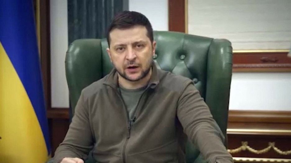 TemporaryThis handout video grab taken and released by the Ukraine Presidency press service on March 12, 202,2 shows Ukrainian President Volodymyr Zelensky speaking in capital Kyiv. - The mayor of southern Ukraine's Melitopol was kidnapped by Russian soldiers occupying the city, President Volodymyr Zelensky and Ukrainian officials said. In the same address Volodymyr Zelensky called on the mothers of Russian soldiers to prevent their sons being sent to war in Ukraine. (Photo by Handout / UKRAINE PRESIDENCY / AFP) / RESTRICTED TO EDITORIAL USE - MANDATORY CREDIT "AFP PHOTO /UKRAINIAN PRESIDENCY PRESS OFFICE " - NO MARKETING - NO ADVERTISING CAMPAIGNS - DISTRIBUTED AS A SERVICE TO CLIENTSHANDOUT