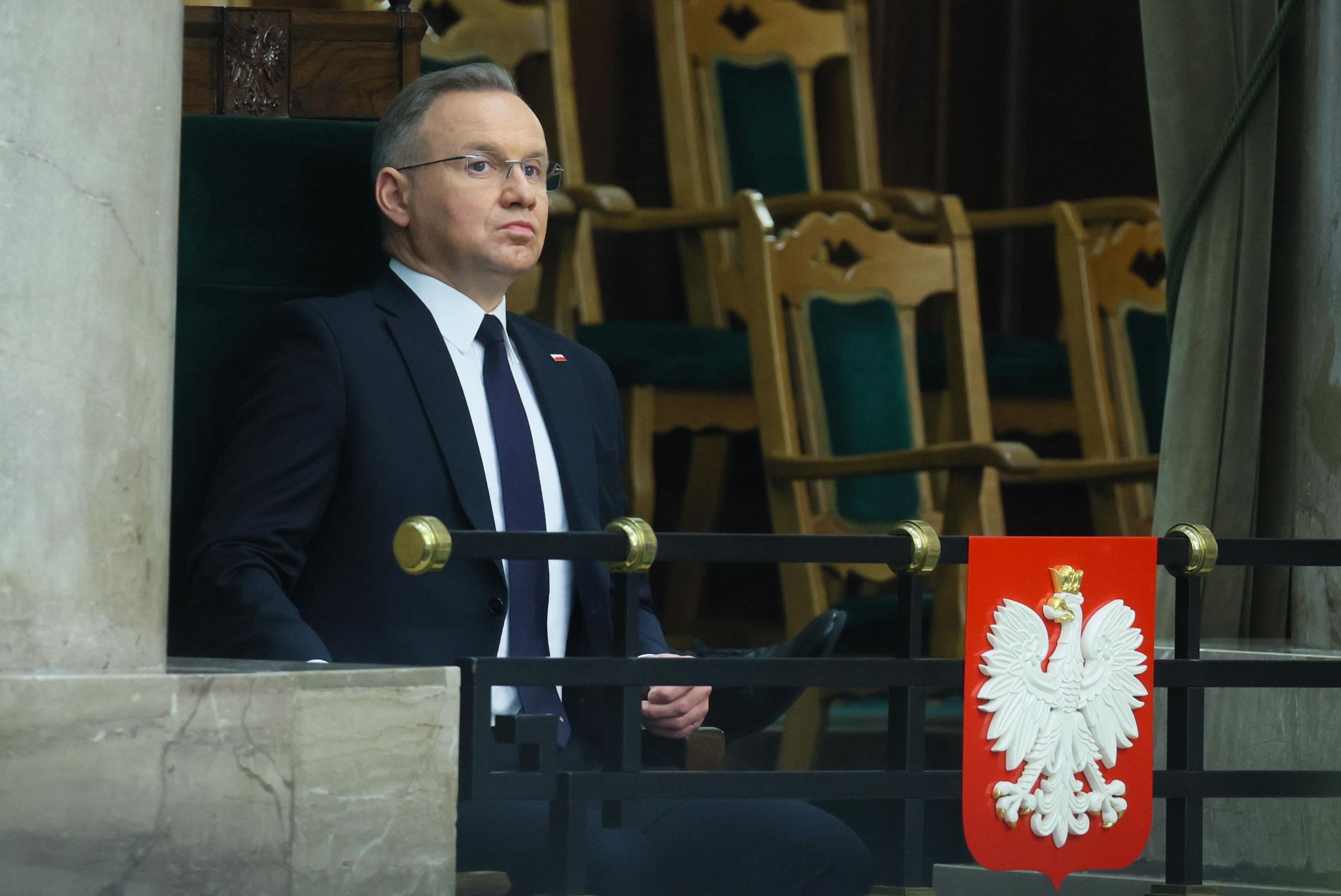 Andrzej Duda
Warszawa, 23.04.2025. Prezydent RP Andrzej Duda na sali obrad Sejmu w Warszawie, 23 bm. W pierwszym dniu posiedzenia pos�owie wys�uchali expose ministra spraw zagranicznych Rados�awa Sikorskiego o zadaniach polskiej polityki zagranicznej w 2025 r (jm) PAP/Leszek Szyma�ski
Leszek Szyma�ski
10, 10., 33, 33., kadencja, kadencji, napis, obrady, plenarna, polityk polityka, posiedzenie, posiedze�, pos�owie, sala, Sejm, Sejm RP, sejmowa, X