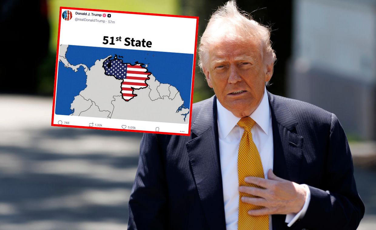 Trump nie odpuszcza ws. Wenezueli. Opublikował kuriozalną mapę