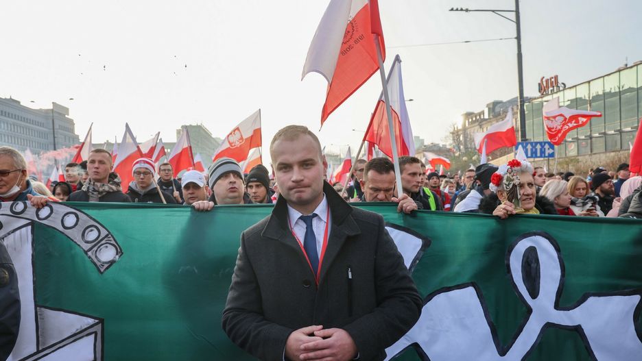 Marsz Niepodleg?o?ci 202111.11.2021 Warszawa Marsz Niepodleglosci 2021   fot. Jacek Dominski/REPORTER
n/z: Marcin Kowalski wiceprezes Mlodziezy WszechpolskiejJacek Dominski/REPORTER