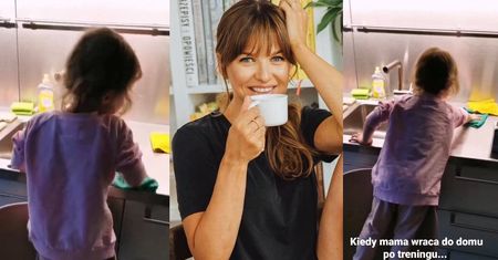 Niesamowicie utalentowana Klara Lewandowska szoruje blat kuchenny (FOTO)