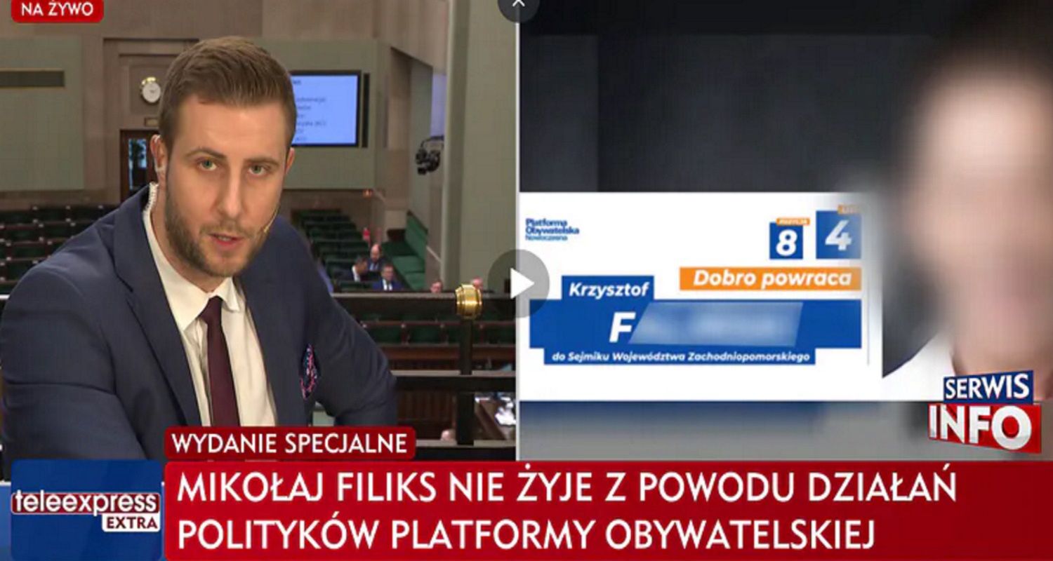 Śmierć syna posłanki PO. Pasek "Wiadomości" TVP budzi oburzenie