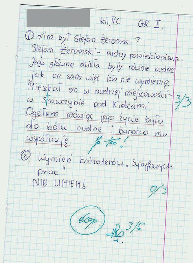 Szczera odpowiedź ucznia 