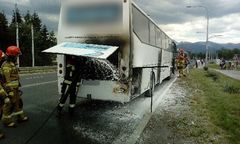 Pożar autokaru na Zakopiance. W środku 36 osób