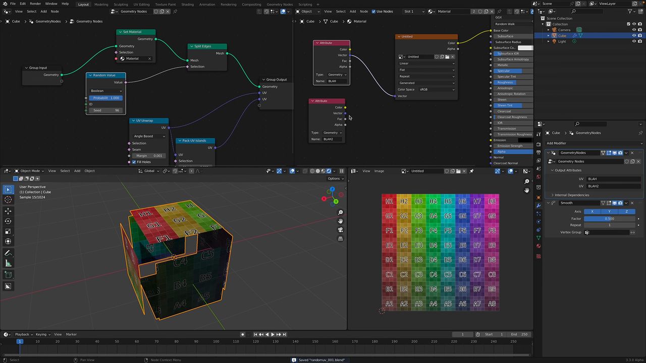 Blender 3.3: rozkładanie siatki UV za pomocą Geometry Nodes