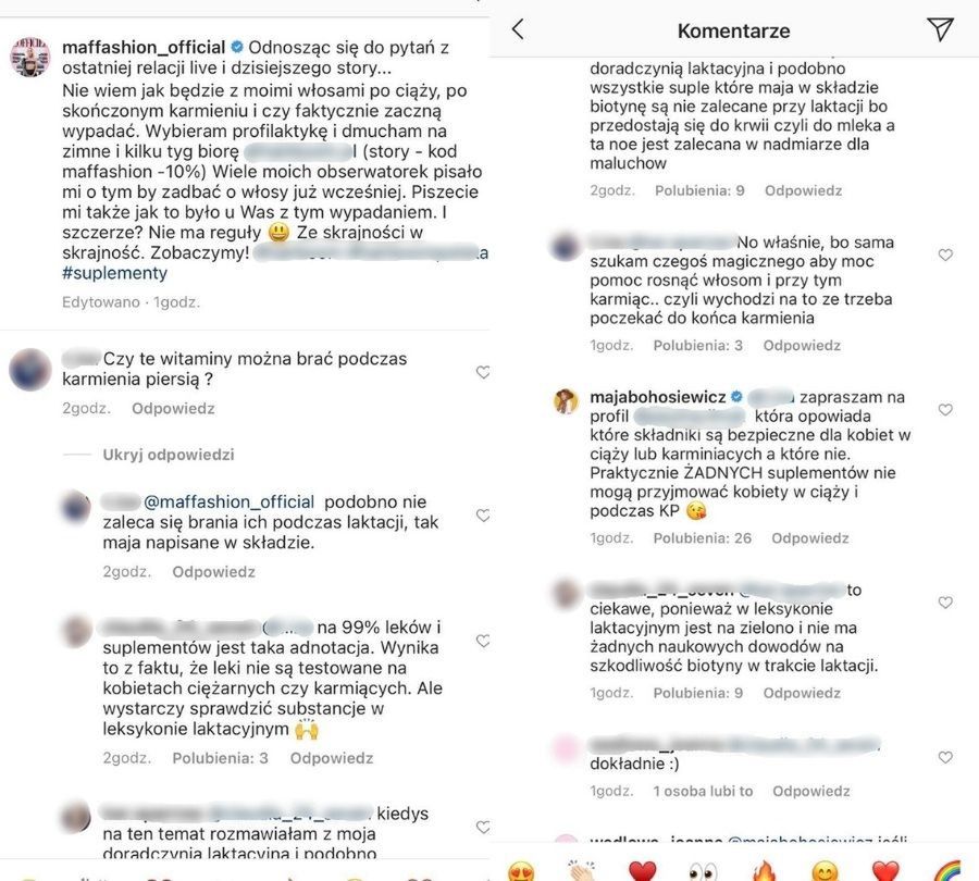 Maja Bohosiewicz strofuje Maffashion polecającą suplementy diety