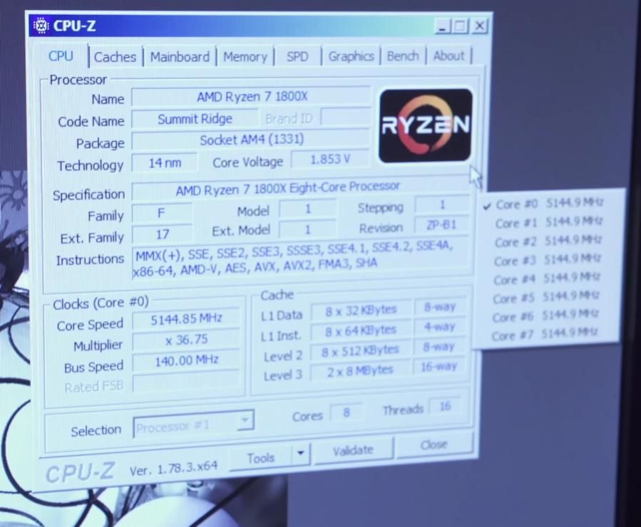 AMD Ryzen 7 1800X - podkręcanie