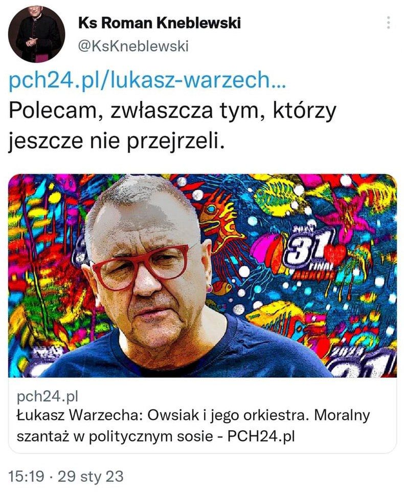 Ksiądz Roman Kneblewski o WOŚP