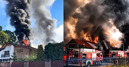 Kłęby dymu nad domami. Nie żyje dwóch strażaków. Nagrania z Niska
