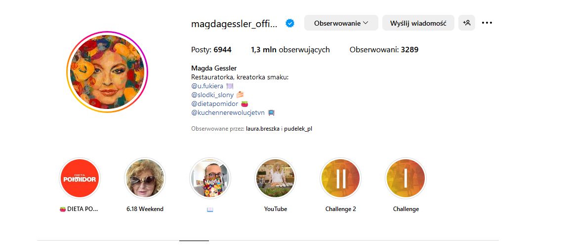 Bio Magdy Gessler, gdzie oznaczono "Słodki Słony"