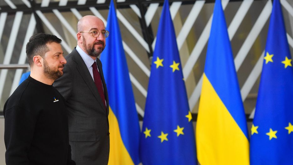 Charles Michel, Wo�odymyr Ze�enski
Radek Pietruszka
polityk, polityka, szczyt, szef rz�du, UE, unia europejska, flaga, flagii, Ukrainy, Unii Europejskiej