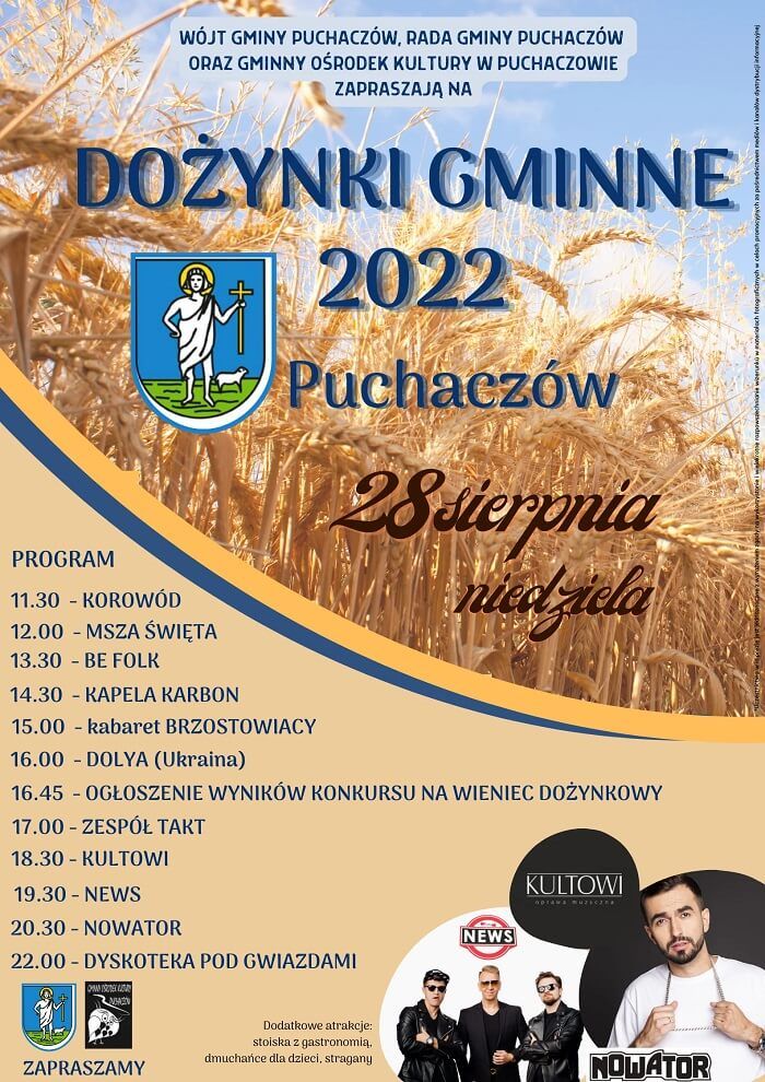 Dożynki Gminy Puchaczów 2022 - program