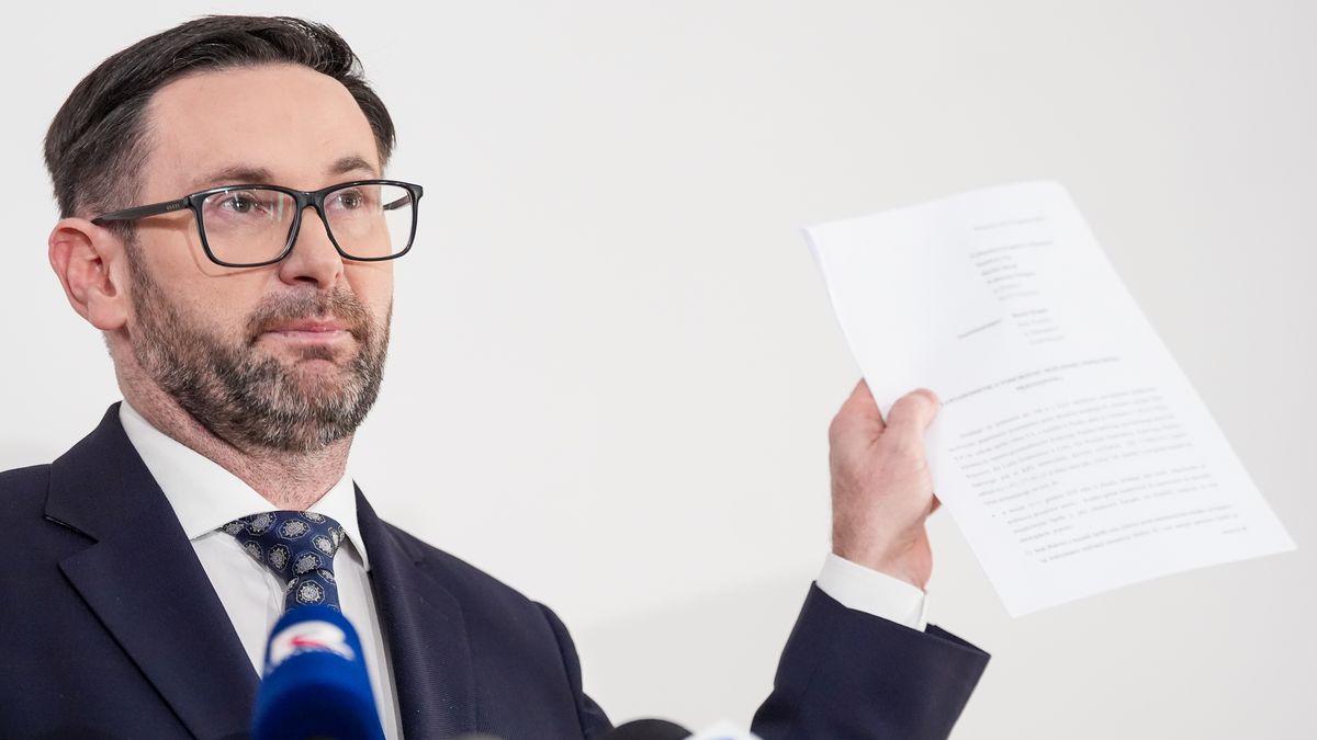 Daniel Obajtek (MEP) during the press conference in Warsaw, Poland on December 23, 2024. (Photo by Foto Olimpik/NurPhoto via Getty Images)