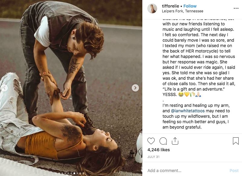 Wypadek na motocyklu wygląda jak stylizowana sesja zdjęciowa 3