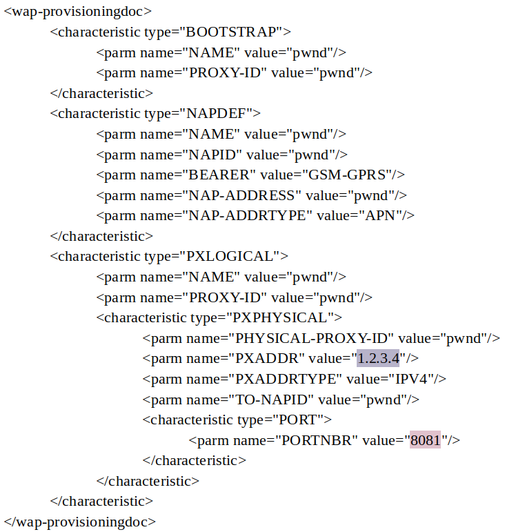 XML podmieniający adres proxy i numer portu (fot. Check Point)