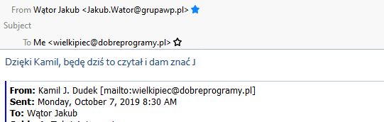 Mail od szefa, potraktowany Outlookiem