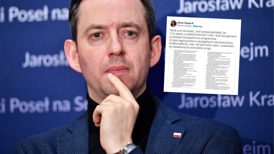 Poseł Ociepa ujawnił umowę koalicyjną z PiS