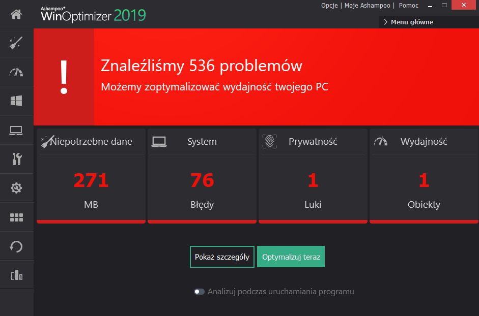 Tryb optymalizacji jednym kliknięciem.
