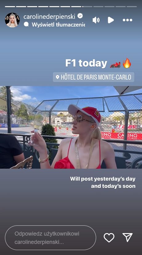 Caroline Derpienski na wyścigach F1 w Monako