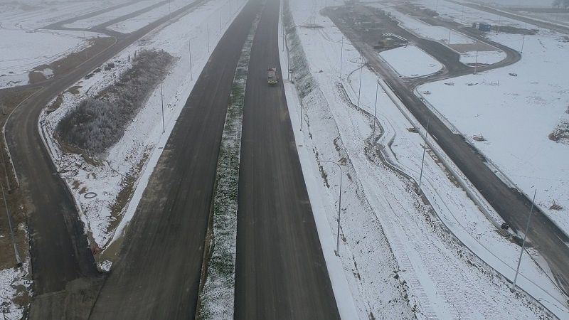 Widok na budowane MOP Obroki w ciągu S19
