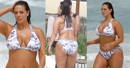 Ashley Graham - "modelka XXL" w bikini i bez retuszu (ZDJĘCIA)