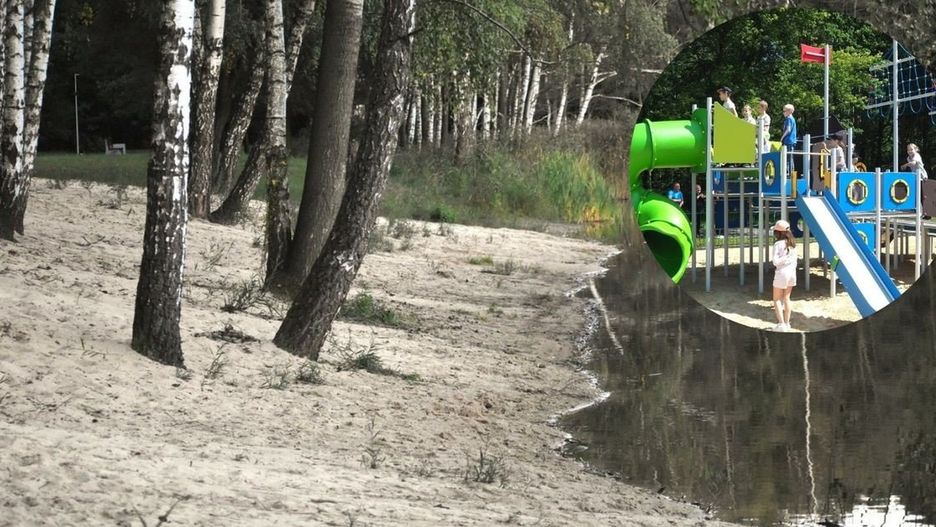 Kawałek plaży przy stawach w Chełmku, ale ze strzeżonym kąpieliskiem trzeba jeszcze poczekać