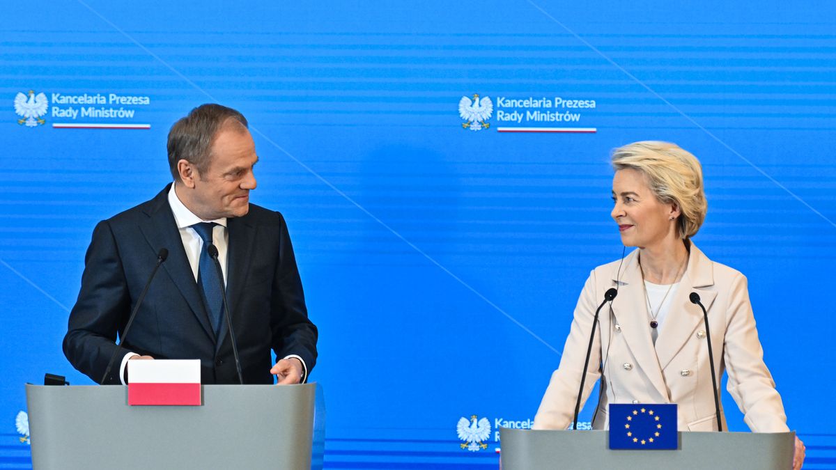 Premier Donald Tusk oraz szefowa KE Ursula von der Leyen