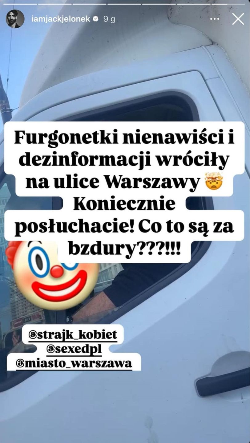 Jacek Jelonek i jego narzeczony spotkali furgonetkę anty-LGBT