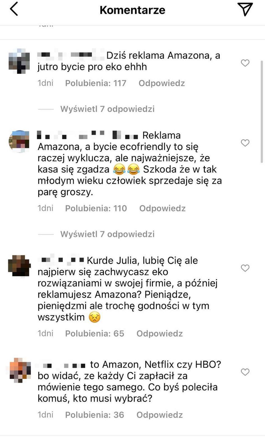 Julia Wieniawa krytykowana przez internautów