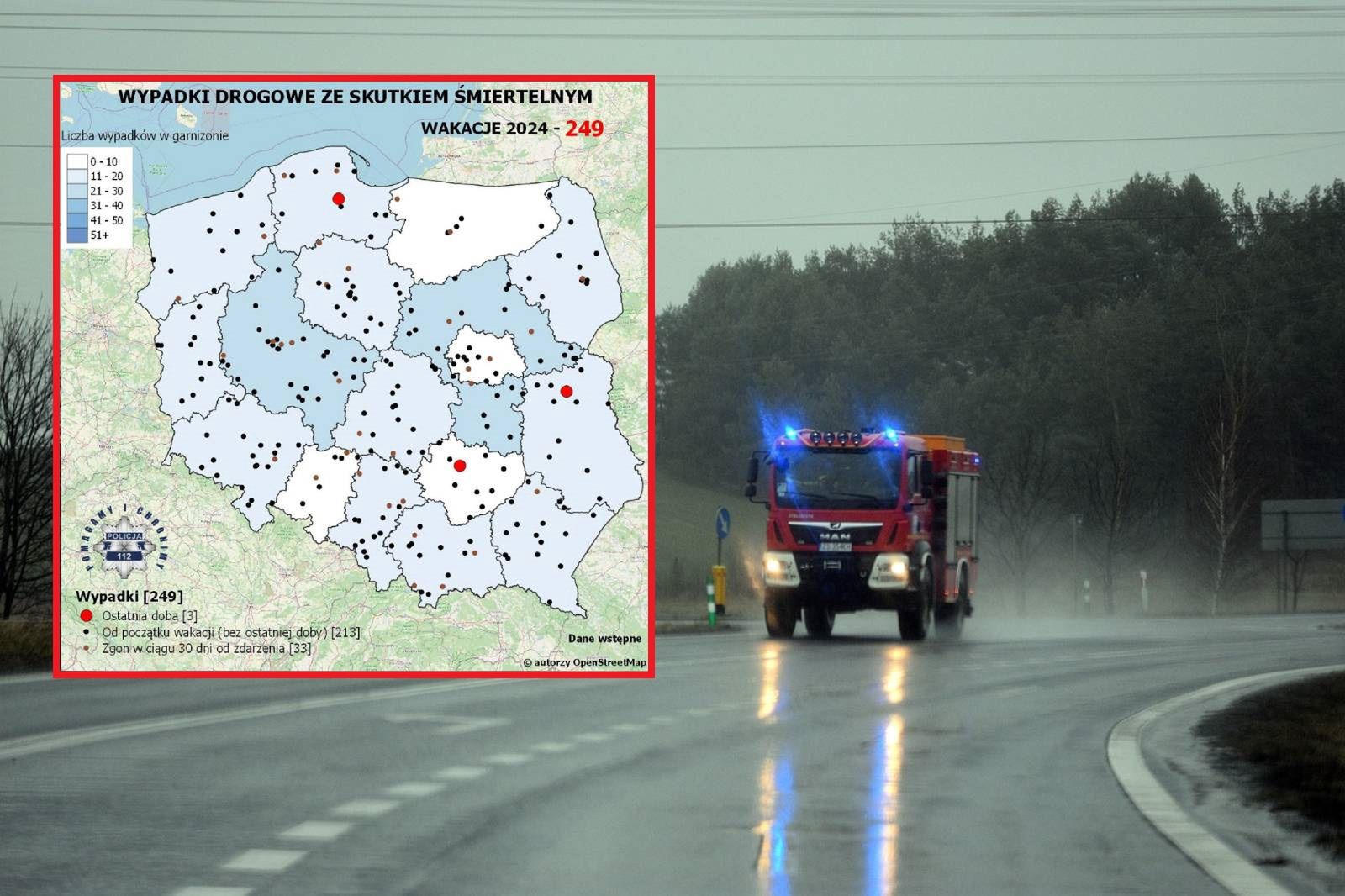 Policja pokazała mapę polskich dróg w wakacje. Te statystyki są przerażające