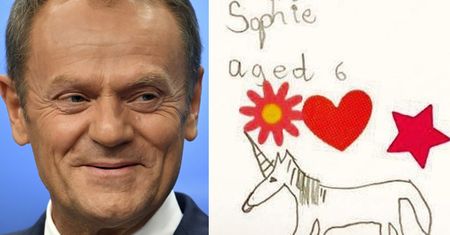 Donald Tusk chwali się listem od sześciolatki z Wielkiej Brytanii: "Narysowałam panu jednorożca"