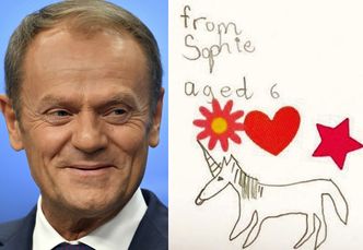 Donald Tusk chwali się listem od sześciolatki z Wielkiej Brytanii: "Narysowałam panu jednorożca"